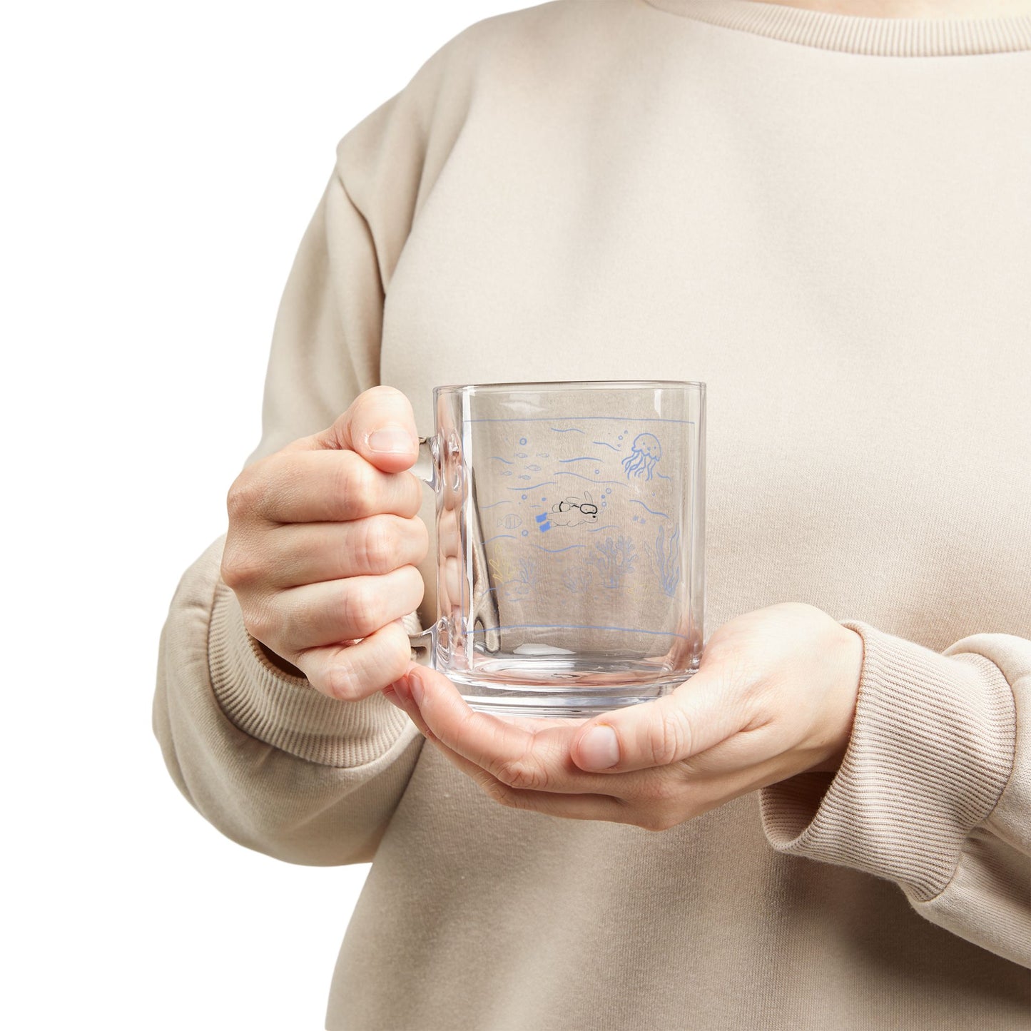 Underwater Scene Glass Mug 10oz