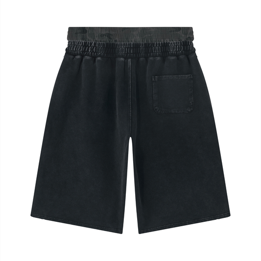 Vintage Wash Distressed Wide Leg Shorts