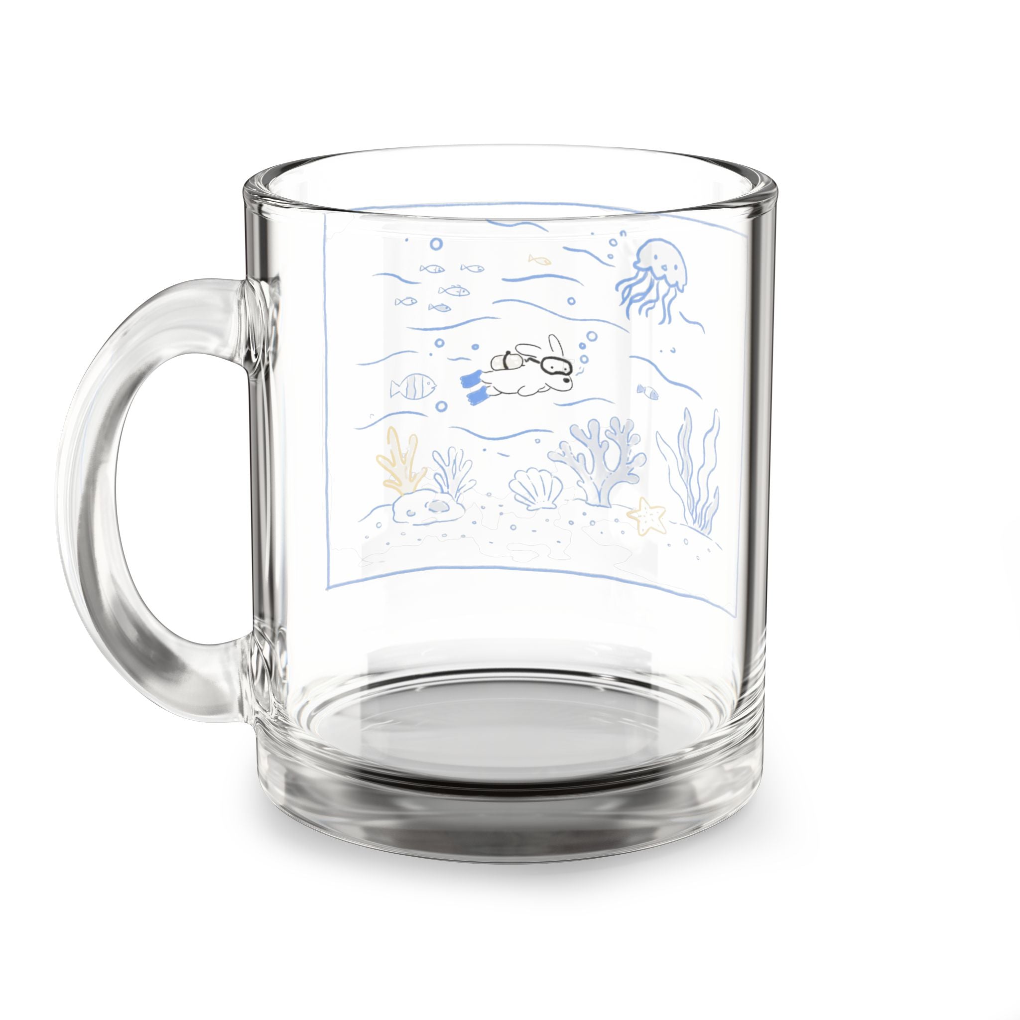 Underwater Scene Glass Mug 10oz