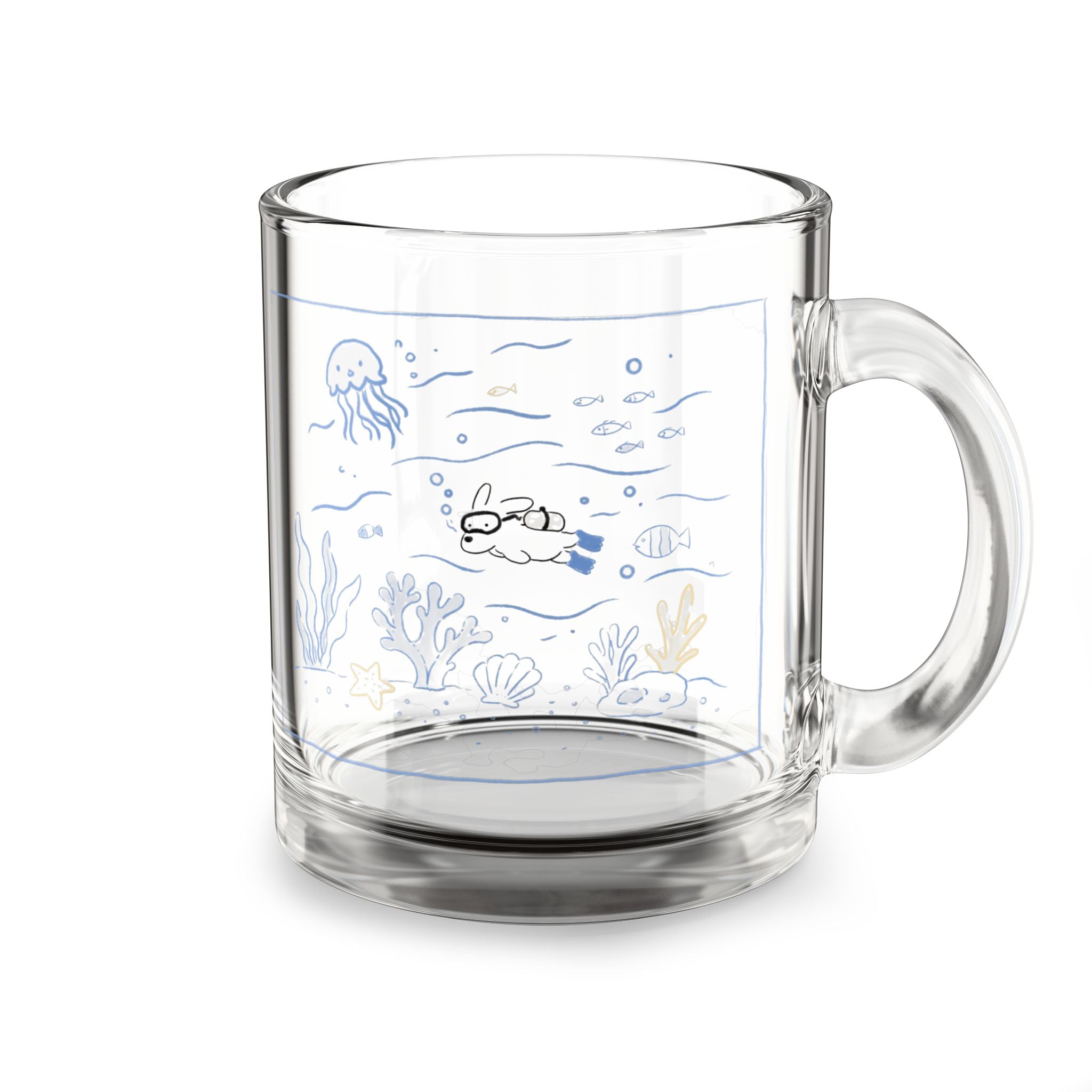 Underwater Scene Glass Mug 10oz