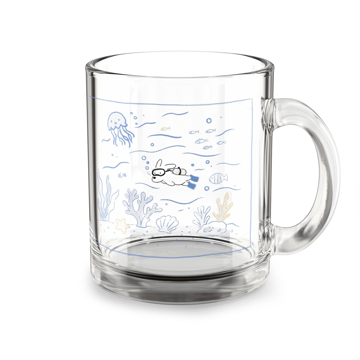 Underwater Scene Glass Mug 10oz