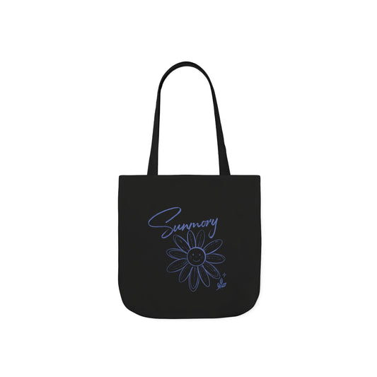 Summery Floral Tote Bag — Script Daisy Canvas Tote