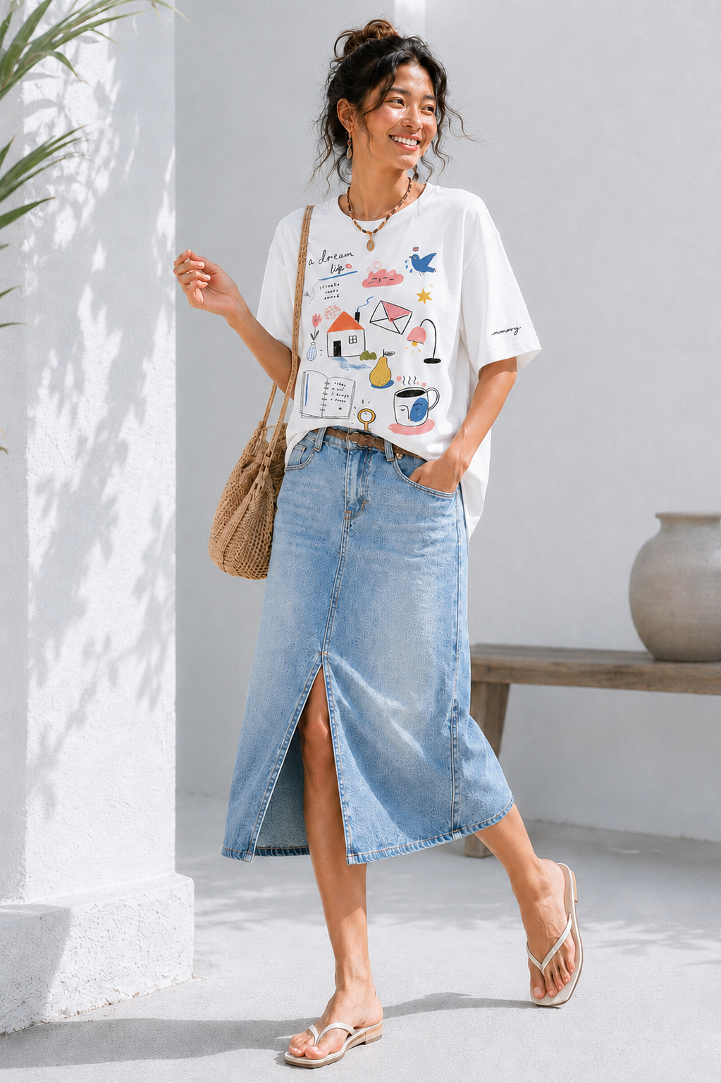 Women’s Vintage Wash Denim Skirt