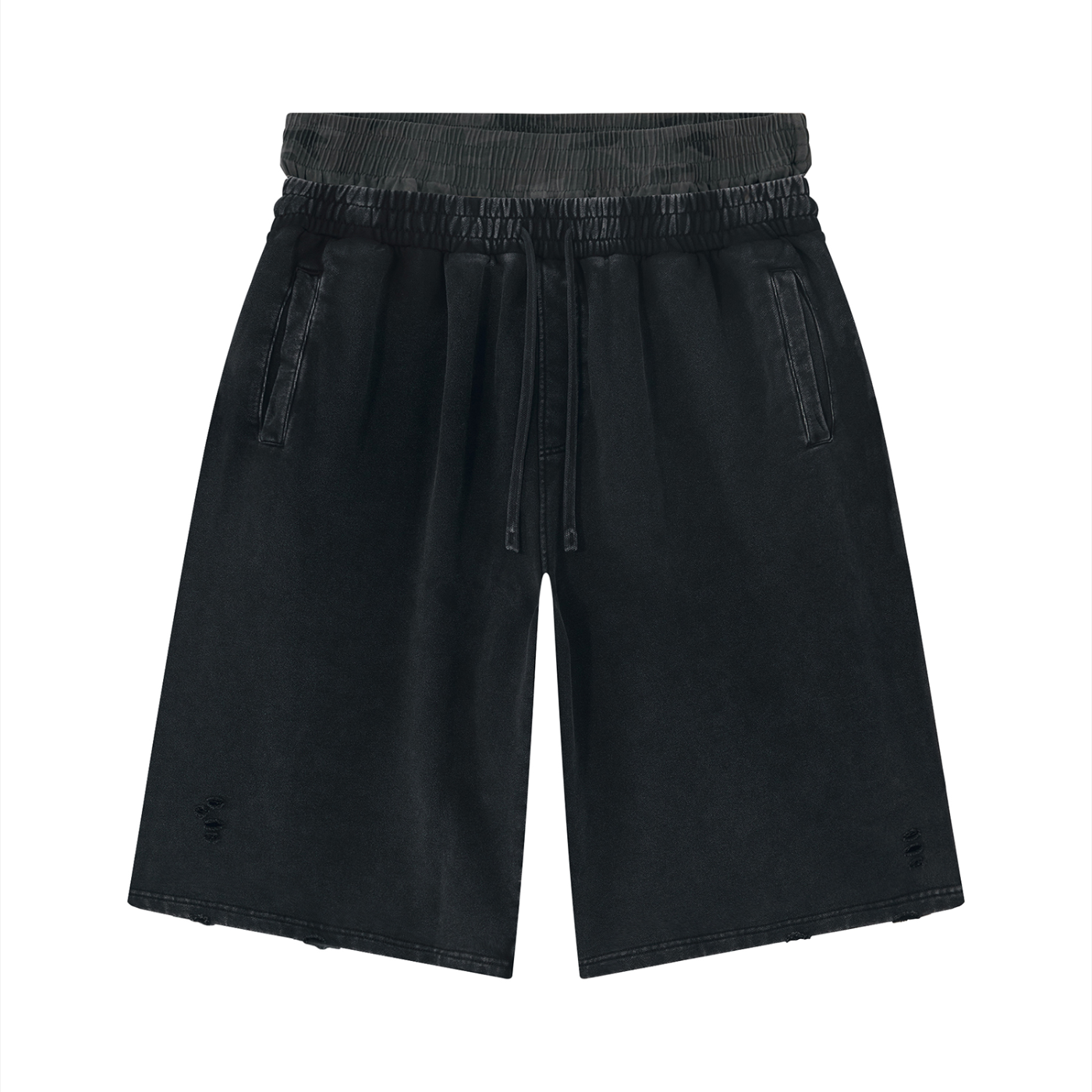 Vintage Wash Distressed Wide Leg Shorts