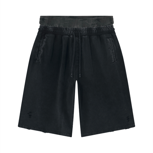 Vintage Wash Distressed Wide Leg Shorts