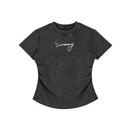 Vintage Washed Bodycon Cotton T-Shirt