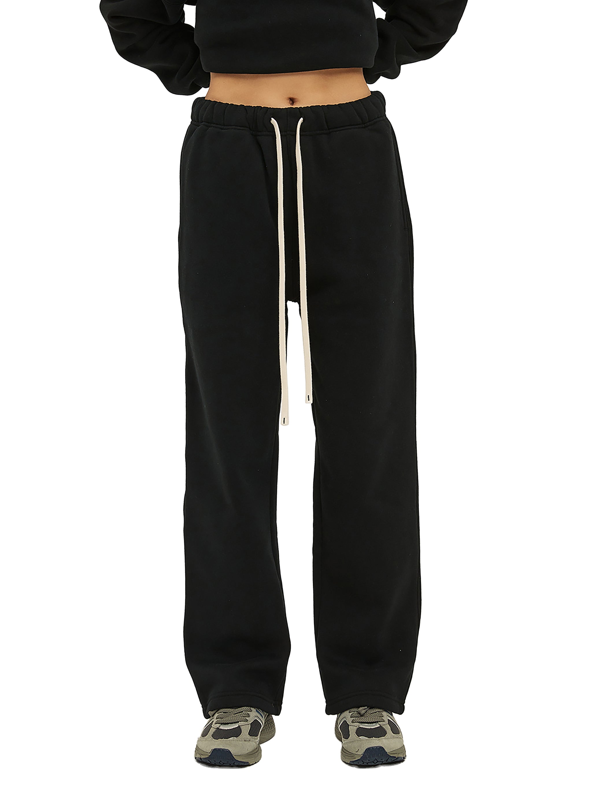 Solid Color Fleece Straight Leg Pants