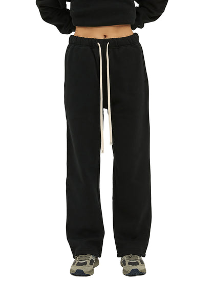 Solid Color Fleece Straight Leg Pants