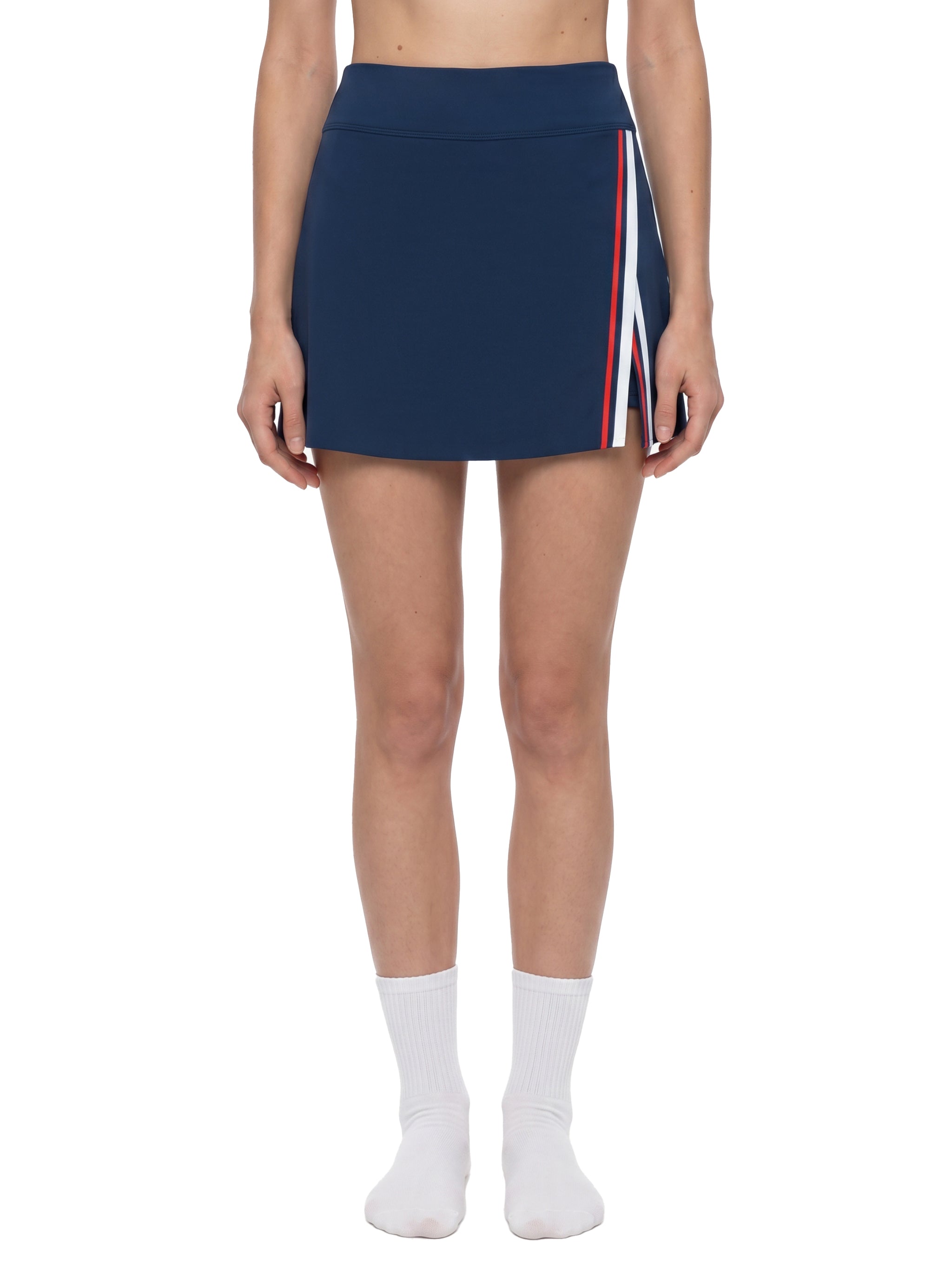 Women's A-Line Contrast Panel Slit Skirt