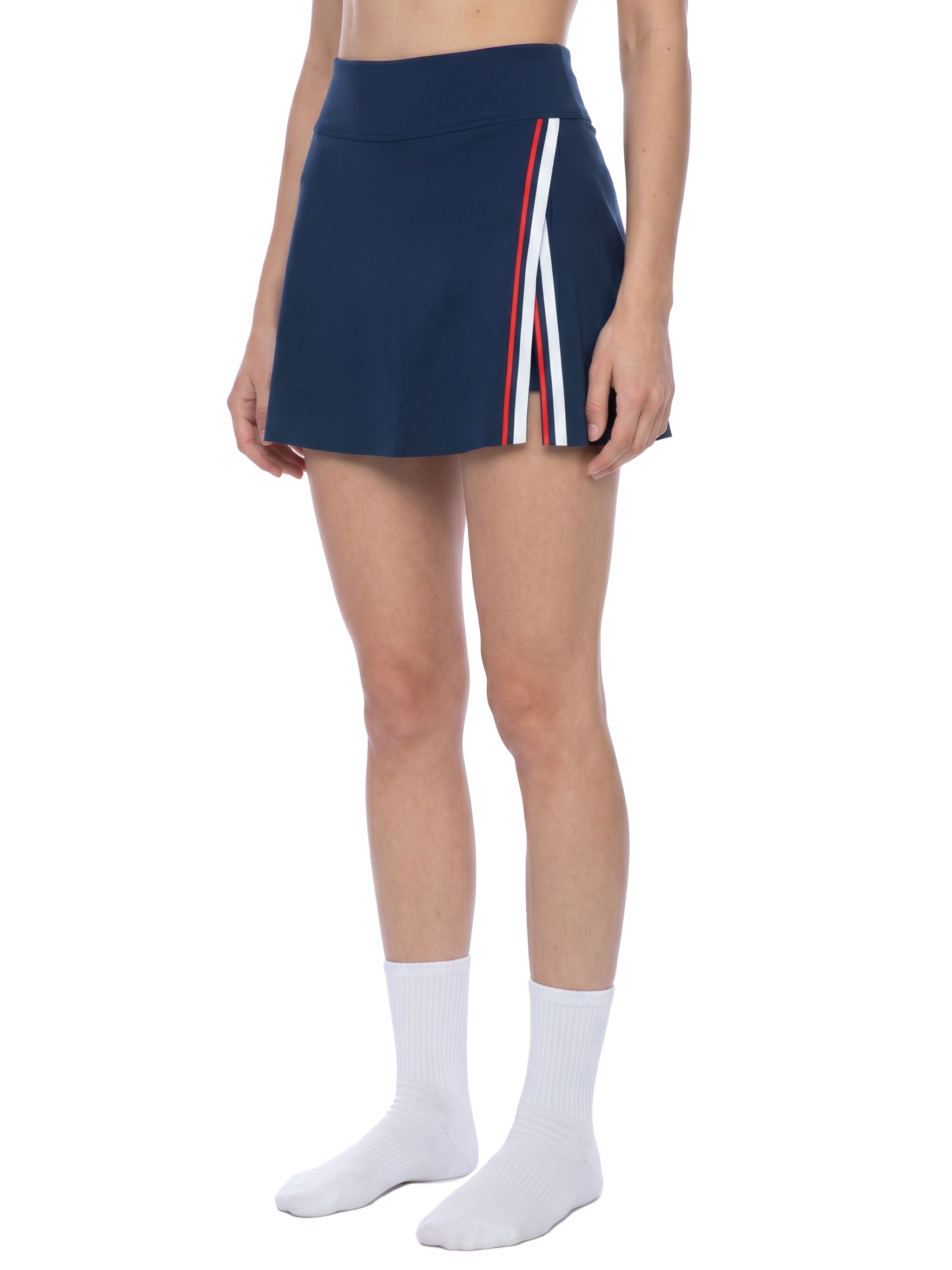 Women's A-Line Contrast Panel Slit Skirt